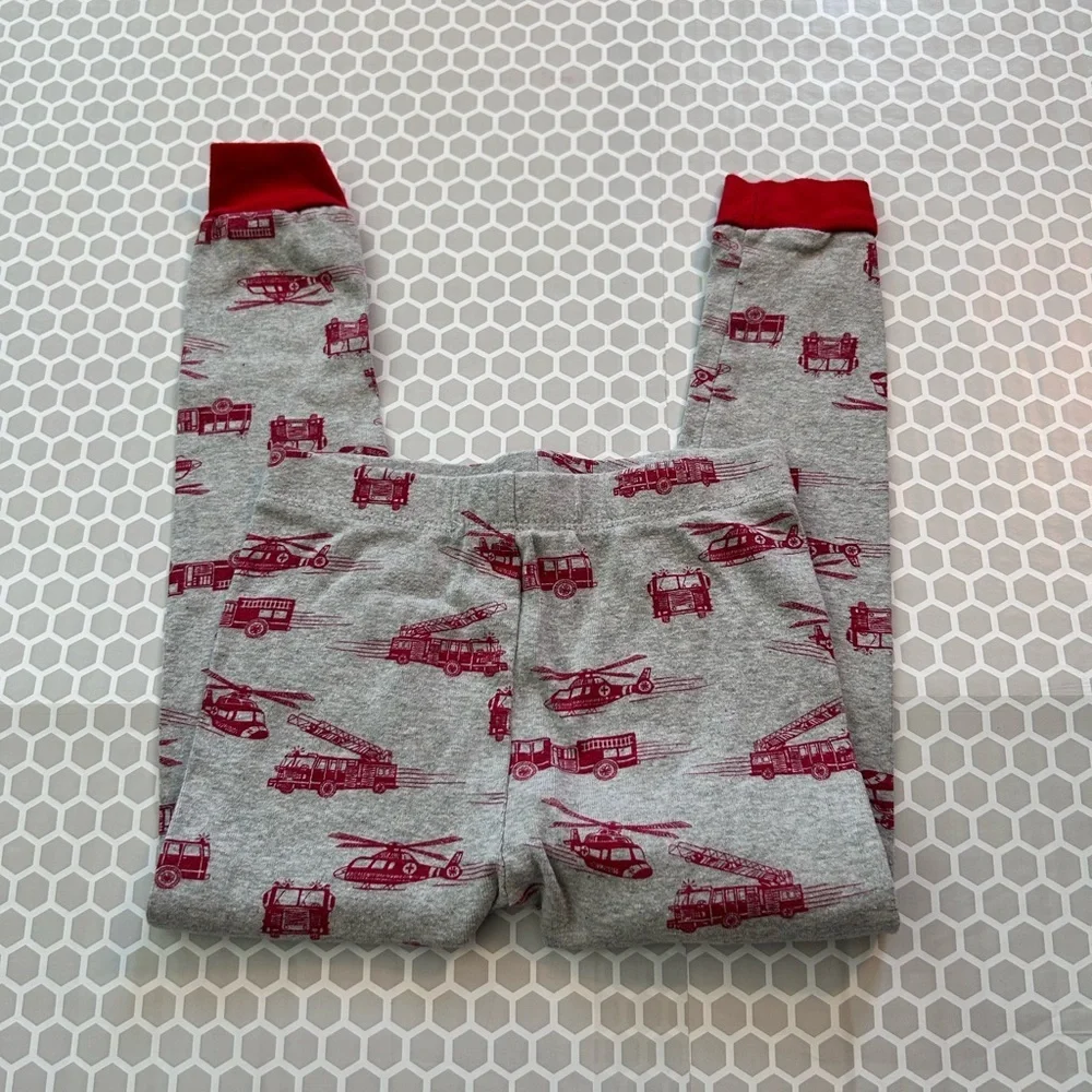 Kids Grey and Red Firetruck Pajama Set. Size 4T